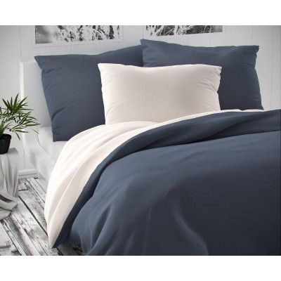 Saténové francúzske obliečky LUXURY COLLECTION tmavo sivé / biele 1 + 2, 240x200, 70x90cm