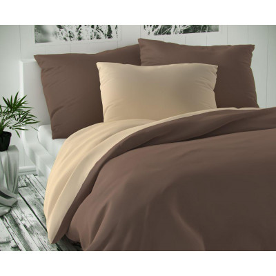Saténové francúzske predĺžené obliečky LUXURY COLLECTION tmavo hnedé / béžové 1 + 2, 240x220, 70x90cm