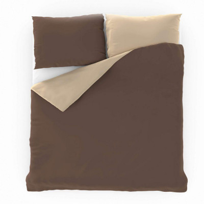 Saténové francúzske predĺžené obliečky LUXURY COLLECTION tmavo hnedé / béžové 1 + 2, 240x220, 70x90cm