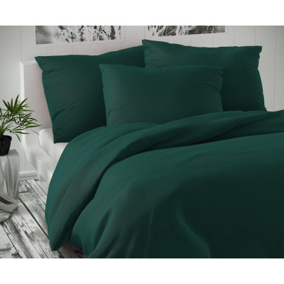 Saténové francúzske predĺžené obliečky LUXURY COLLECTION 1 + 2, 240x220, 70x90cm tmavo zelené