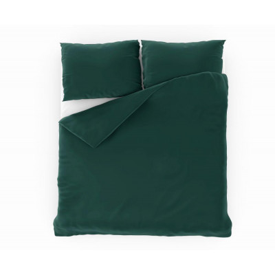 Saténové francúzske predĺžené obliečky LUXURY COLLECTION 1 + 2, 240x220, 70x90cm tmavo zelené