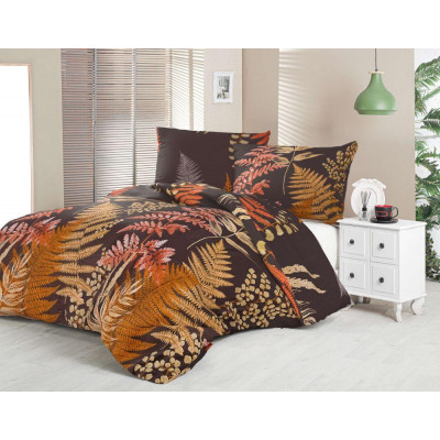 Saténové francúzske obliečky LUXURY COLLECTION 1+2, 240x200, 70x90cm PAPRADIE hnedé