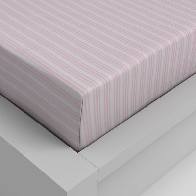 Bavlnené napínacie prestieradlo 200x200cm ružový prúžok