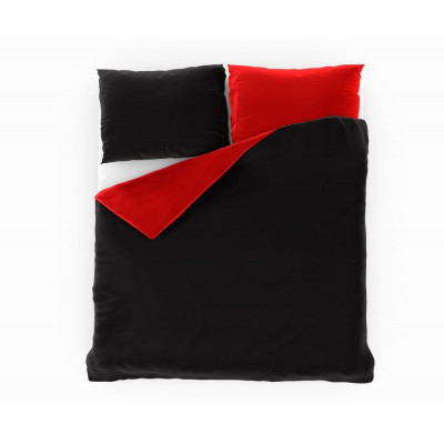 Saténové francúzske obliečky LUXURY COLLECTION červené / čierne 1 + 2, 200x200, 70x90cm
