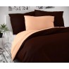 Saténové predľžené posteľné obliečky LUXURY COLLECTION tmavo hnedé / lososové 140x220, 70x90cm