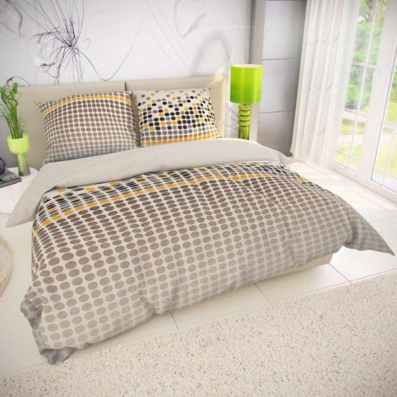 Klasické posteľné bavlnené obliečky VENTO hnedé 140x200, 70x90cm