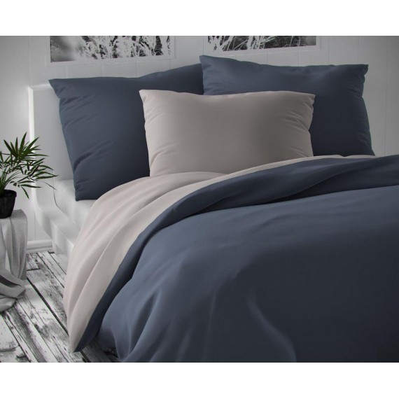 Saténové predľžené posteľné obliečky LUXURY COLLECTION tmavo sivé / svetlo sivé 140x220, 70x90cm