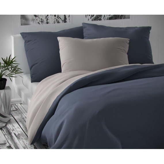 Saténové postel'né obliečky LUXURY COLLECTION tmavo sivé / svetlo sivé 140x200, 70x90cm