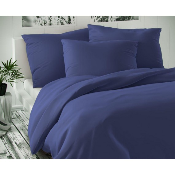 Saténové francúzske obliečky LUXURY COLLECTION tmavo modré 1 + 2, 240x200, 70x90cm
