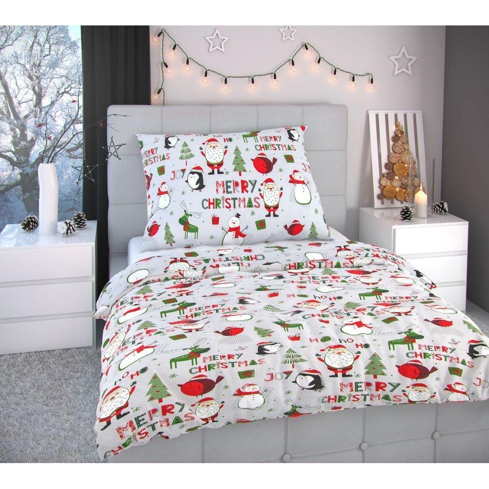 Vianočné obliečky 220x200, 70x90cm CHRISTMAS sivé Vianočné obliečky 220x200, 70x90cm CHRISTMAS sivé