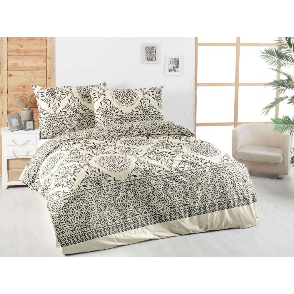 Klasické posteľné bavlnené obliečky DELUX 140x200, 70x90cm BARA smotanová Klasické posteľné bavlnené obliečky DELUX 140x200, 70x90cm BARA smotanová