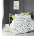 Predĺžené posteľné flanelové obliečky 140x220, 70x90cm VETVIČKA zelená